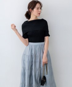 組曲 【WEB限定】クリアストレッチオフショルダー ニット