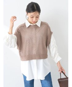 earth music&ecology ＳＥＴ２点メッシュベスト＋シャツ