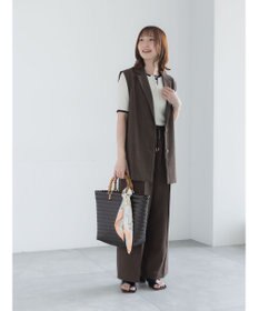 Te chichi 【UVカット】ヘンリーネック5分袖配色リブニット