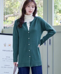 Tiaclasse 【洗える】ラウンドネックミドル丈ニットカーディガン