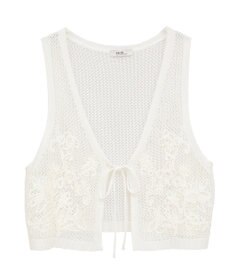 earth music&ecology フラワー刺繍メッシュベスト