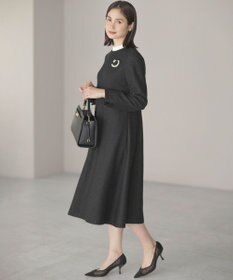 組曲 【2WAY】ラメフラノ フリル襟ワンピース