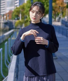 Tiaclasse 【洗える】配色ハイネックニットトップス