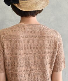 muuc 〈高品質シルク100%〉透かしレース編み 半袖プルオーバー