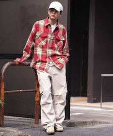 WEGO 【2025年秋冬新作/ユニセックス着用ITEM/SMLサイズ展開】ヘビーネルチェックシャツ（LS）