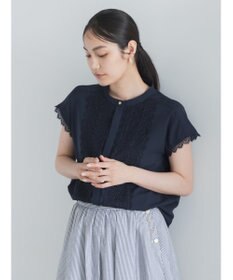 Te chichi 【接触冷感/イージーケア】フロントレースフレンチスリーブブラウス