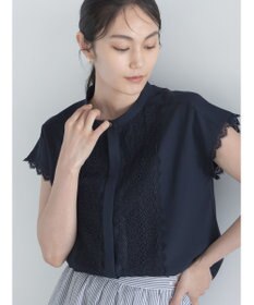 Te chichi 【接触冷感/イージーケア】フロントレースフレンチスリーブブラウス