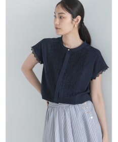 Te chichi 【接触冷感/イージーケア】フロントレースフレンチスリーブブラウス