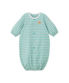 MIKI HOUSE HOT BISCUITS 【50-60cm】 みじんボーダー ワンポイント刺繍 ツーウェイオール