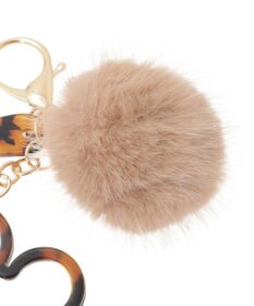 earth music&ecology ファーポンポン＋べっ甲柄ミラー付きチャーム