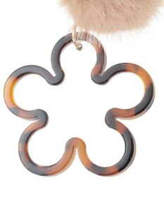 earth music&ecology ファーポンポン＋べっ甲柄ミラー付きチャーム