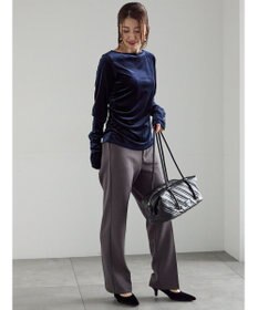 Te chichi 裏起毛パイピングストレートパンツ