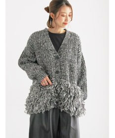 Te chichi ループ編みVネックミドルカーディガン