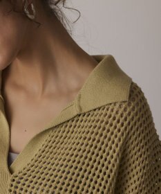 GRACE CONTINENTAL メッシュVネックニットトップ