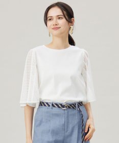 自由区 【洗える】レースエッジフレアスリーブ トップス