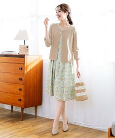 Tiaclasse L 【洗える】ミラノリブ編みが大人上品なリボンニットカーディガン