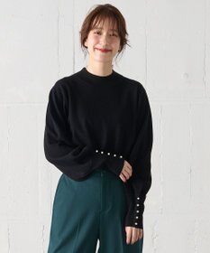 ANY 【洗濯機可/吸湿発熱】パフスリーブパールニット