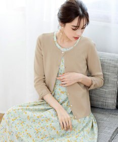 Tiaclasse L 【洗える】ミラノリブ編みが大人上品なリボンニットカーディガン