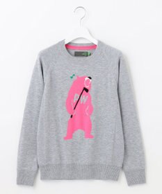 PW CIRCULUS 【WOMEN】【洗える】ベアスタンドモチーフ ラグランスリーブ クルーネック ニット