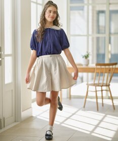 組曲 KIDS 【150-160㎝】フレアーギンガム ショートパンツ