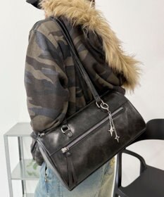 WEGO キラキラチャーム付きドラムボストンバッグ