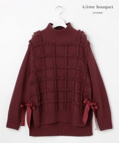 自由区 【カトリエムブーケ】Check frange フリンジプルオーバーニット