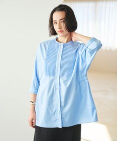 #Newans 【洗濯機可能/シワになりにくい】〈お腹・腰回りをカバー〉ピンタックデザインスクエアブラウス