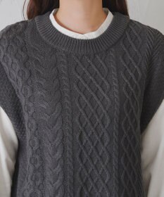 Tiaclasse 【2点セット】ニットベスト＋起毛シャツ