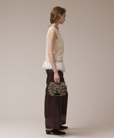 GRACE CONTINENTAL チュールフリンジニットトップ