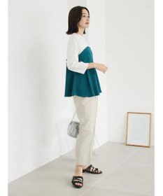 Green Parks ７分袖ビスチェドッキング風カットプルオーバー