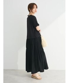 Green Parks カットソー異素材ドッキングワンピース