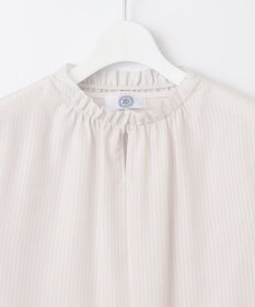 J.PRESS LADIES シャドーストライプ スリットフリルネック カットソー