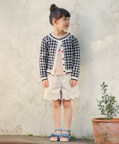 ANY KIDS ギンガム総柄ニット カーディガン