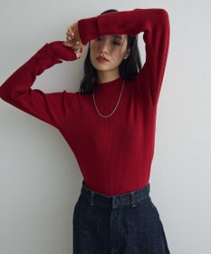 Green Parks ダブルカフスモックネック配色ニット