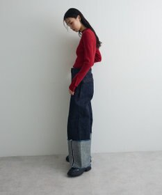 Green Parks ダブルカフスモックネック配色ニット