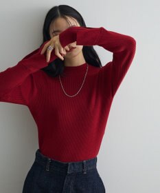 Green Parks ダブルカフスモックネック配色ニット