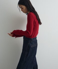 Green Parks ダブルカフスモックネック配色ニット