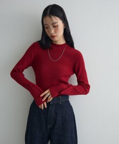 Green Parks ダブルカフスモックネック配色ニット