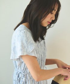 Feroux 【洗える】フラワープリントドロスト ワンピース