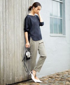 ICB 【洗える】タイプライタージャージー 8分袖ドルマンスリーブカットソー