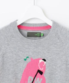 PW CIRCULUS 【WOMEN】【洗える】ベアスタンドモチーフ ラグランスリーブ クルーネック ニット