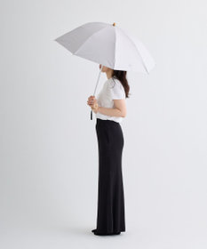 MOONBAT 【WEB限定】LANVIN en Bleu 晴雨兼用 折りたたみ傘 長傘(2WAY) プレーン×ロゴ刺繍 一級遮光 遮熱 UV