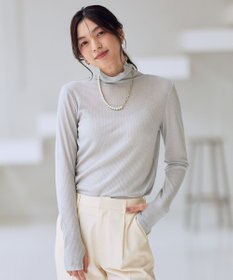 ANY L ウール混リブタートルネックカットソー