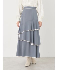 earth music&ecology パイピングフリルティアードスカート