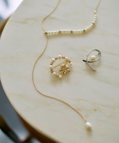 ANY SIS パール調ラリエット ネックレス