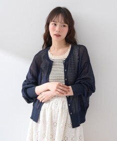 earth music&ecology 接触冷感シアークルーニットカーディガン