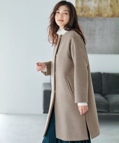 ANY 【防風裏地】ウールブレンドノーカラーコート