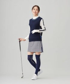 23区GOLF 【WOMEN】【ウォッシャブル】コットンブレンドサイドロゴベスト
