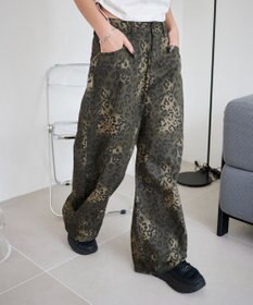 WEGO レオパードワイドストレートパンツ