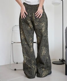 WEGO レオパードワイドストレートパンツ